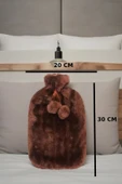 2 Litre Ponponlu Yumuşak Peluş Sıcak Su Torbası Kahverengi - 6
