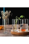 3 Lü Set Cam Vazo Silindir Mumluk Seti - 5