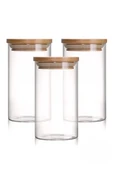 6'lı Cam Vakumlu Bambu Kapaklı Borosilikat Baharatlık, Saklama Kabı, Çerezlik (200 ml) - 5