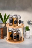 360° Dönen Bambu  2 Katlı Baharatlık Düzenleyici , Sunumluk, Organizer, Katlı Stant - 2
