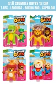 4'lü Stumble Guys Stretch Figür - T-REX - LEODINAS - BOXING ROO - SUPER GAL - 1