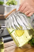 Lemonade Vakumlu Bambu Kapaklı Isıya Dayanıklı Borosilikat Sürahi & Cam Demlik, Süzgeçli Demlik - 2