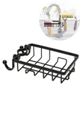 Paslanmaz Çelik Mutfak Banyo Musluğuna Sabitlenebilir Sabun ve Sünger Tutucu Organizer - 2