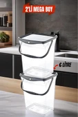 Mega Boy 2'li Kare Un Bakliyat Kabı 6 Litre - Deterjanlık Saklama Kutusu Kabı 2 Adet Un Saklama Kabı - 1