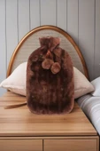 2 Litre Ponponlu Yumuşak Peluş Sıcak Su Torbası Kahverengi - 4