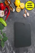 Ekmek, Sebze, Meyve Kaydırmaz Leke Tutmaz Kesim Standı Tahtası - Antrasit - 2