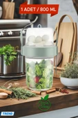 1 ADET Diyet & Kahvaltı için Çatal & Kaşıklı Kapaklı Yoğurt Müsli Salata Meyve Saklama Kabı - 800 ml - 1