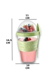2 ADET Diyet & Kahvaltı için Çatal & Kaşıklı Kapaklı Yoğurt Müsli Salata Meyve Saklama Kabı - 600 ml - 6