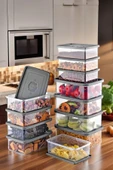 12'Li Set Dikdörtgen Mikrodalga & Difriz Uyumlu Saklama Kabı X4 0,75 Lt/1 Lt/1,5 Lt - 4