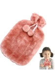 2 Litre Ponponlu Yumuşak Peluş Sıcak Su Torbası Pembe - 5