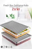 2 Li Set Freshbox Mikrodalga Ve Difrize Uygun Saklama Kabı Gri - 1
