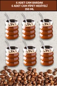 6 Adet Boğumlu  Borosilikat Kokteyl  Soğuk Sıcak Kahve Meşrubat Bardağı 6 Cam Pipet Hediye 300 ML - 1