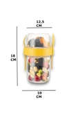 1 ADET Diyet & Kahvaltı için Çatal & Kaşıklı Kapaklı Yoğurt Müsli Salata Meyve Saklama Kabı - 1100ml - 3