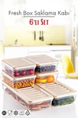 6'lı Set Freshbox Mikrodalga Ve Difrize Uygun Saklama Kabı Set Krem - 1