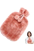 2 Litre Ponponlu Yumuşak Peluş Sıcak Su Torbası Pembe - 6