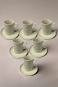 6 Kişilik 12 Parça Türk Kahvesi Fincan Takımı Krem - 3