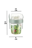 1 ADET Diyet & Kahvaltı için Çatal & Kaşıklı Kapaklı Yoğurt Müsli Salata Meyve Saklama Kabı - 800 ml - 4
