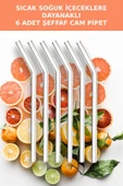 6'lı Sıcak Soğuk İçecekler İçin Cam Pipet - 4