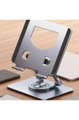 Metal Tablet Standı 360 Derece Dönebilen Yükseltilmiş Masaüstü Ayarlanabilir Katlanır - 6