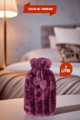 2 Litre Ponponlu Yumuşak Peluş Sıcak Su Torbası Mor - 1