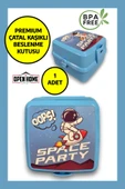 Premium Beslenme Kutusu 4 Bölmeli Space Party Mavi - 1