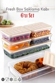 6'lı Set Freshbox Mikrodalga Ve Difrize Uygun Saklama Kabı Set Krem - 1