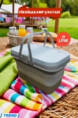 17 Litre Krem Piknik Çantası - Piknik Sepeti - Kamp Sepeti - 1