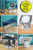 Metal Tablet Standı 360 Derece Dönebilen Yükseltilmiş Masaüstü Ayarlanabilir Katlanır - 1