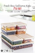 7'li Set Freshbox Mikroldaga Ve Difrize Uygun Saklama Kabı X1 2,4 Lt / X2 1,17 Lt / X4 0,6 Lt Krem thumbnail 1