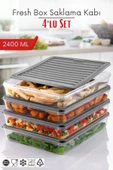 4'Lü Set Freshbox Mikrodalga ve Difrize Uygun Saklama Kabı Gri - 1