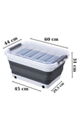 Tekerlekli Katlanır 45 LT Çok Amaçlı Oyuncak-Erzak-Çamaşır Sepeti-Akordiyon Saklama Kabı - 4