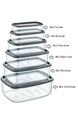 6 Lı Dikdörtgen Antrasit Saklama Kabı Seti 300 Ml-500 ml 800 ml 1200 ml 1900 ml 2900 ml - 3