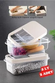 2 Adet 5 Lt Kolay Kayar Kapaklı Multibox Erzak Bakliyat Vs. Saklama Kabı Krem thumbnail 1