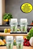 4 Adet Diyet & Kahvaltı Için Çatal & Kaşıklı Kapaklı Yoğurt Müsli Salata Meyve Saklama Kabı - 800 ml - 1
