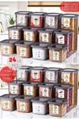 24'lü Set Etiketli, Kırılmaz Kare Erzak Saklama Kabı Antrasit X8 1,75 Lt/1,2 Lt/0,5 Lt - 1