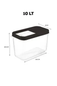 2'li Multibox 10 Lt Bakliyat Saklama Kabı - Kayar Kapaklı Erzak Saklama Kabı Un Kabı Antrasit - 2