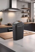 3'lü Çöp Kovası, Mutfak, Banyo, Tuvalet, Ofis Çöp Kutusu Siyah - 3