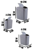 3'lü Çöp Kovası, Mutfak, Banyo, Tuvalet, Ofis Çöp Kutusu Gri - 5