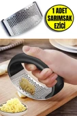Paslanmaz Çelik Sarımsak Ezici Sarımsak Zencefil Ezeceği Sarımsak Öğütücü Rende Siyah Saplı - 1