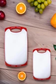2'li Sert Plastik, Kaydırmaz, Kesme Panosu/ Kesme Tahtası Kırmızı&Beyaz - 3
