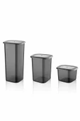 Etiketli 15'li Antrasit Ekonomik Kırılmaz Saklama Kabı Seti x5 - 1,75/1,2/0,5 Lt - 3