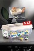 5 Lt Kayar Kapaklı Tablet Deterjan Saklama Kabı - Etiketli Deterjan Saklama Kutusu Krem - 1