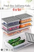 6 Lı Set Freshbox Mikrodalga Ve Difrize Uygun Saklama Kabı Set Gri - 1