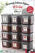 Etiketli 12 Adet 550 Ml Ekonomik Kırılmaz Antrasit Saklama Kabı - 1