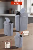 3'lü Çöp Kovası, Mutfak, Banyo, Tuvalet, Ofis Çöp Kutusu Gri - 1