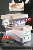2'li Etiketli Kayar Kapaklı Deterjan Saklama Kabı - Tablet Deterjan Saklama Kutusu 5lt-7,5lt Krem - 1