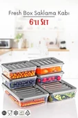 6 Lı Set Freshbox Mikrodalga Ve Difrize Uygun Saklama Kabı Set Gri - 1