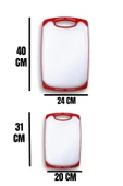 2'li Sert Plastik, Kaydırmaz, Kesme Panosu/ Kesme Tahtası Kırmızı&Beyaz - 5