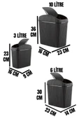 3'lü Çöp Kovası, Mutfak, Banyo, Tuvalet, Ofis Çöp Kutusu Siyah - 5