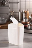 6 Lt Çöp Kovası, Mutfak, Banyo, Tuvalet, Ofis Çöp Kutusu Krem - 4